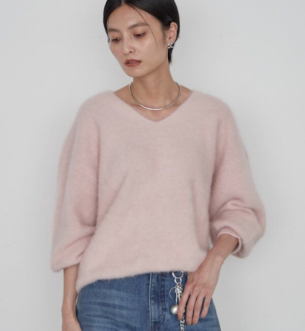  「《新色が登場》ファーカシミヤVニット」|ニット・セーター|