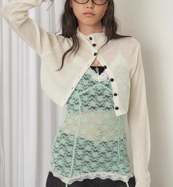  「【26AW LOOK掲載品番】シアーリブハイネックカーデ」|カーディガン|