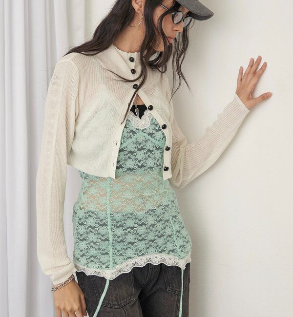  「【26AW LOOK掲載品番】シアーリブハイネックカーデ」|カーディガン|