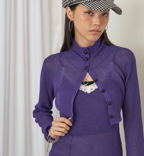  「【26AW LOOK掲載品番】シアーリブハイネックカーデ」|カーディガン|