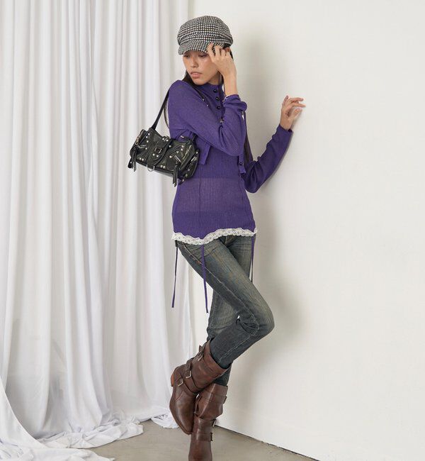  「【26AW LOOK掲載品番】シアーリブハイネックカーデ」|カーディガン|