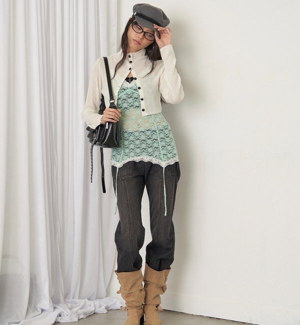  「【26AW LOOK掲載品番】シアーリブハイネックカーデ」|カーディガン|