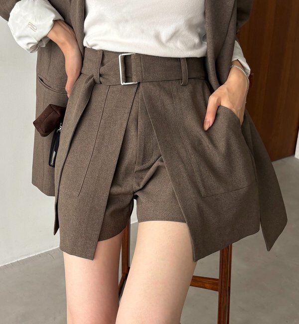  「【セットアップ対応】スカートレイヤードショートパンツ」|スカート|モカ