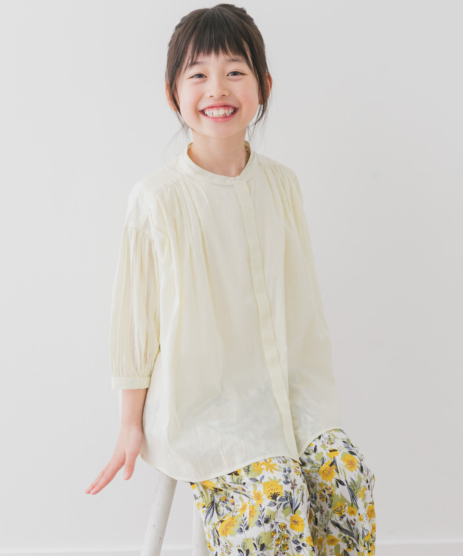 URBAN RESEARCH DOORS「『親子リンク』コットンボイルギャザーブラウス(KIDS)」|その他|イエロー