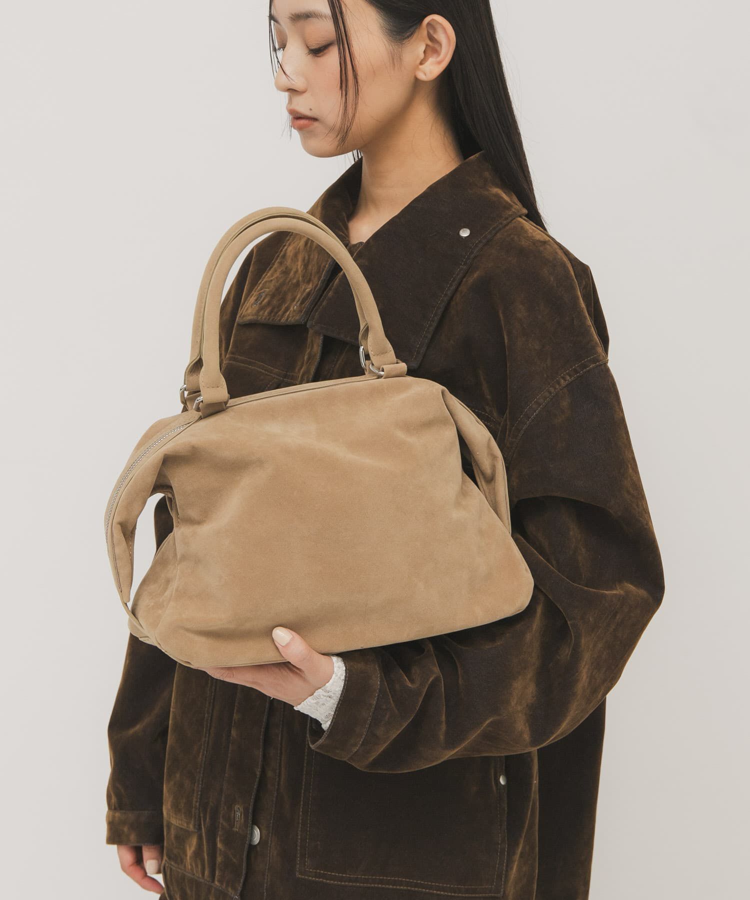 「ドロップファスナーデザインボストンBAG」|ボストンバッグ|ベージュ
