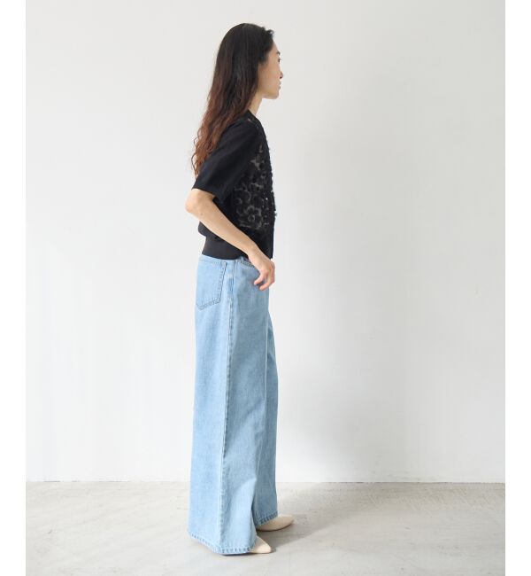  「チュール刺繍ハーフスリーブカーディガン」|カーディガン|