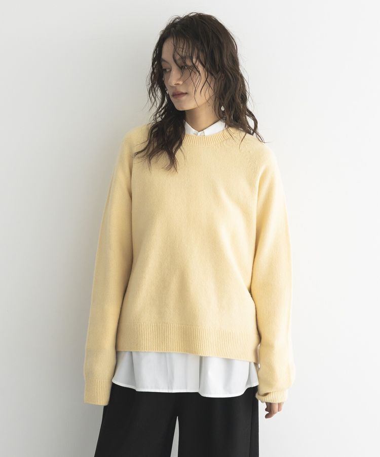 GARAGE OF GOOD CLOTHING「【日本製】カシミア混クループルオーバー」|ニット・セーター|Light yellow