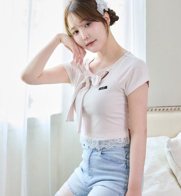  「【Lace Collection】裾レースリボンTee」|プルオーバー|