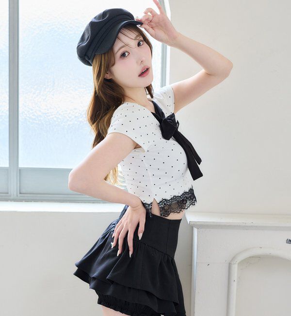  「【Lace Collection】裾レースリボンTee」|プルオーバー|