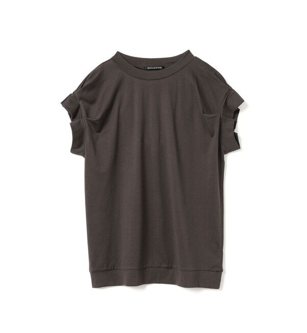 mizuiro ind「mizuiro ind フリルスリーブクルーネックプルオーバー」|Tシャツ・カットソー|ブラウン