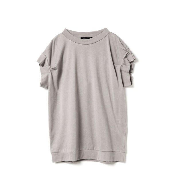 mizuiro ind「mizuiro ind フリルスリーブクルーネックプルオーバー」|Tシャツ・カットソー|ライトグレー
