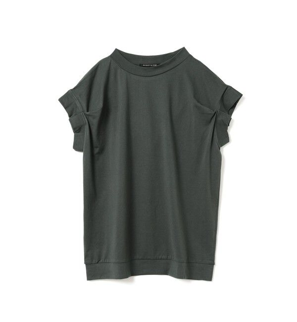 mizuiro ind「mizuiro ind フリルスリーブクルーネックプルオーバー」|Tシャツ・カットソー|ダークグレー