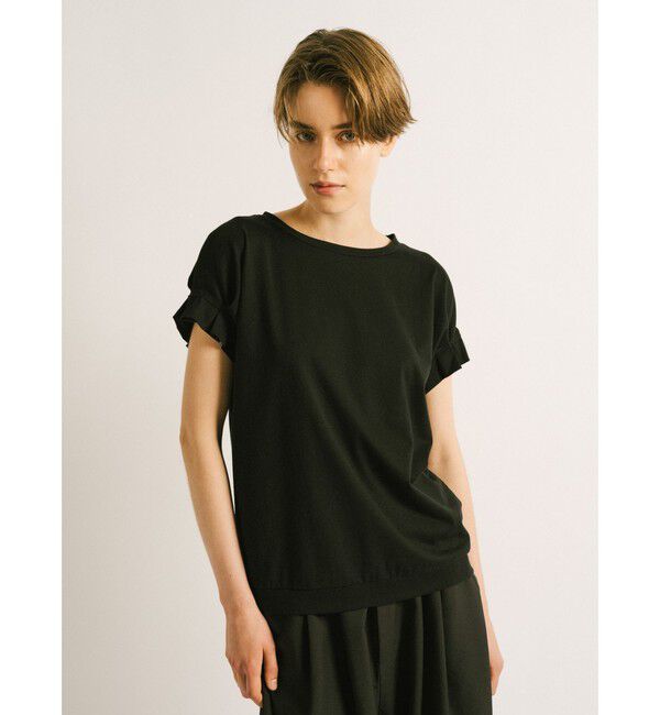 mizuiro ind「mizuiro ind フリルスリーブクルーネックプルオーバー」|Tシャツ・カットソー|