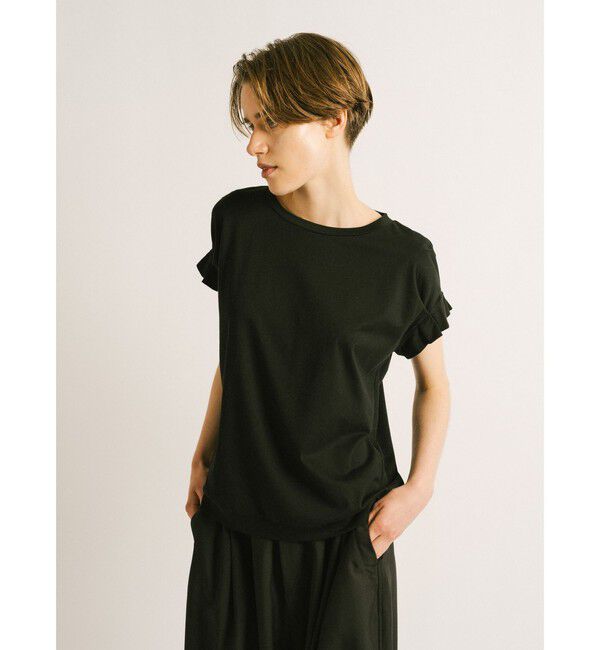 mizuiro ind「mizuiro ind フリルスリーブクルーネックプルオーバー」|Tシャツ・カットソー|