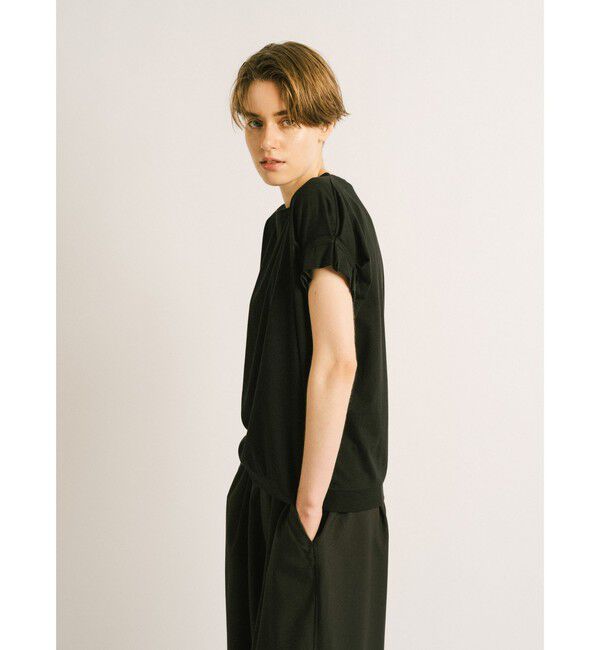 mizuiro ind「mizuiro ind フリルスリーブクルーネックプルオーバー」|Tシャツ・カットソー|