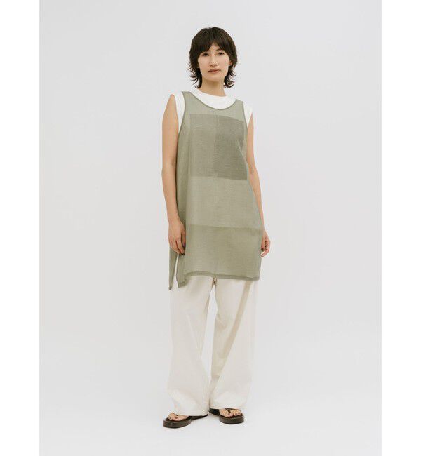 MIDIUMISOLID「MIDIUMISOLID for Ladies フォグフォイルノースリーブトップス」|Tシャツ・カットソー|