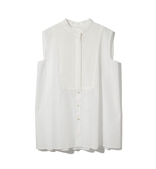 MIDIUMISOLID「MIDIUMISOLID for Ladies レース付きワイドシャツ」|シャツ・ブラウス|オフホワイト