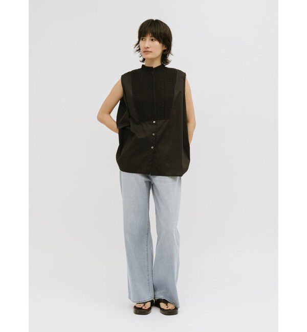 MIDIUMISOLID「MIDIUMISOLID for Ladies レース付きワイドシャツ」|シャツ・ブラウス|