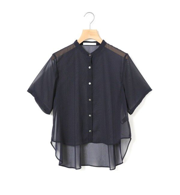 MARMARMAR「MARMARMAR バックフレアハーフスリーブシャツ」|シャツ・ブラウス|ネイビー