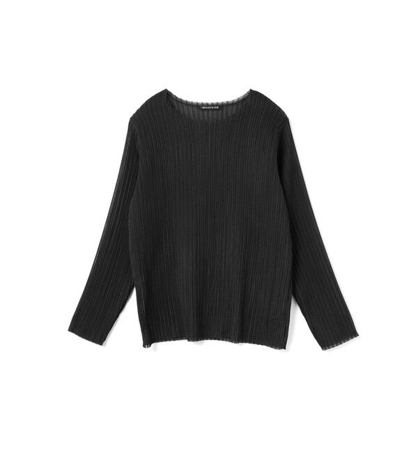 mizuiro ind「mizuiro ind プリーツライククルーネックプルオーバー」|Tシャツ・カットソー|ブラック