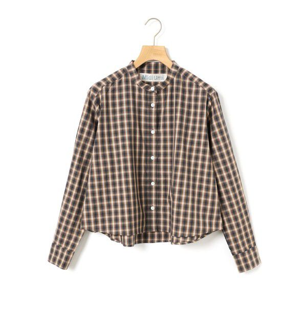 MidiUmi「MidiUmi パターンショートシャツ」|シャツ・ブラウス|ブラウンチェックA