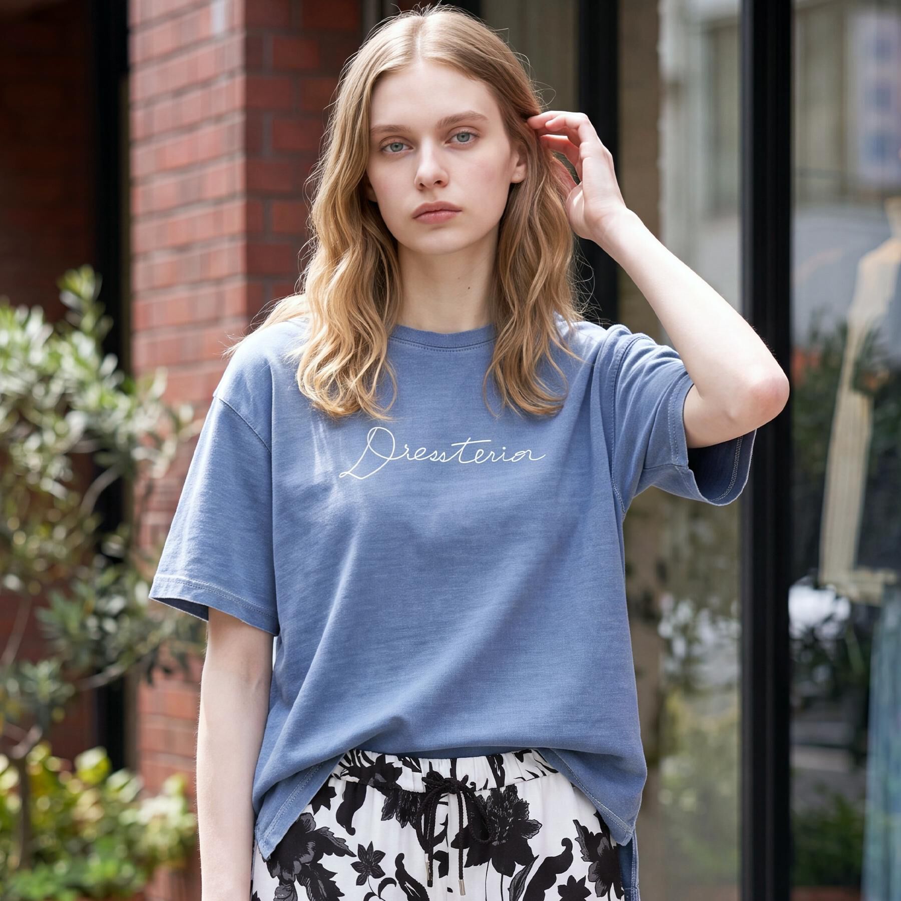 DRESSTERIOR「インディゴ天竺ロゴTシャツ」|Tシャツ・カットソー|サックスブルー(09