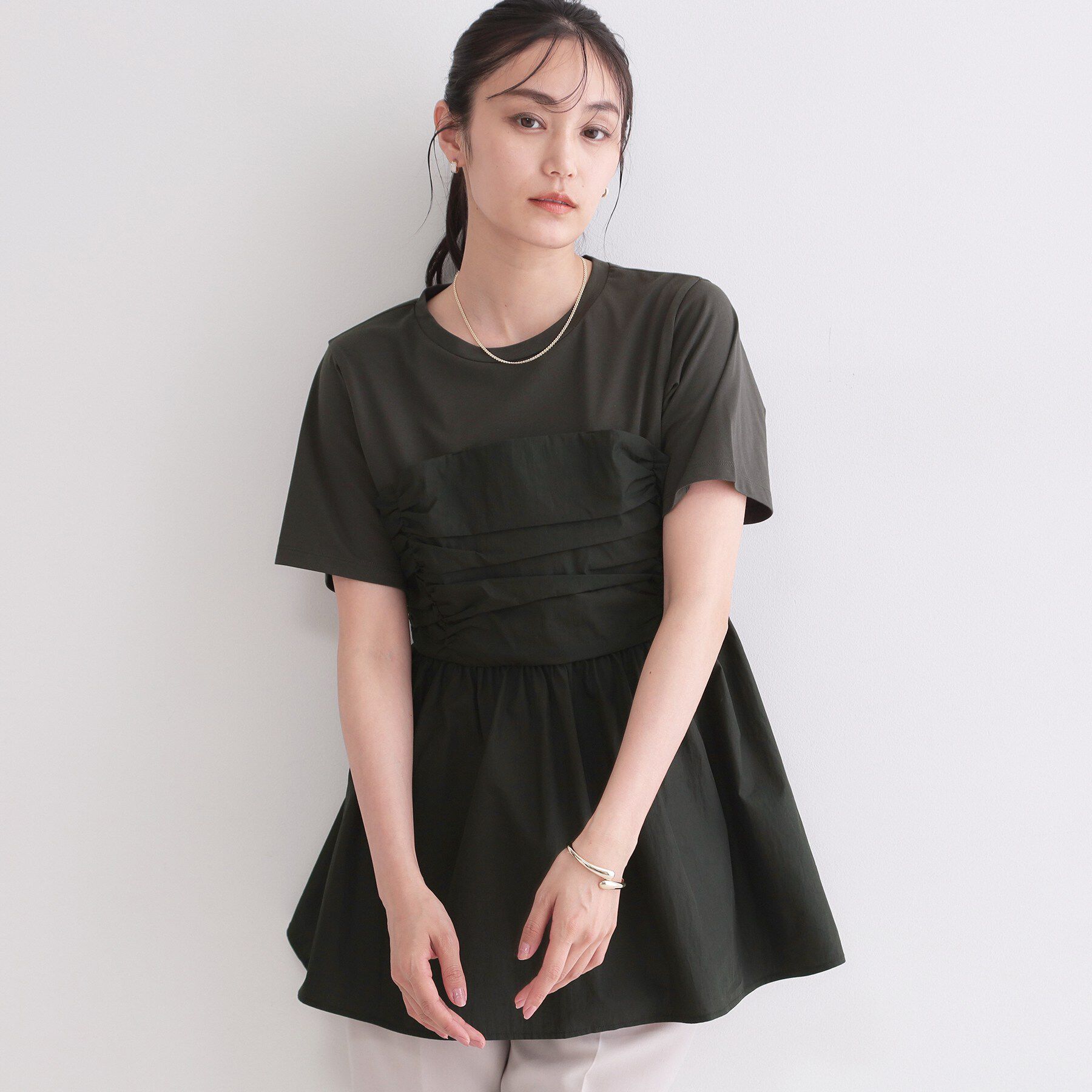OPAQUE.CLIP「ビスチェドッキングカットソー【洗濯機OK】」|Tシャツ・カットソー|チャコールグレー(5