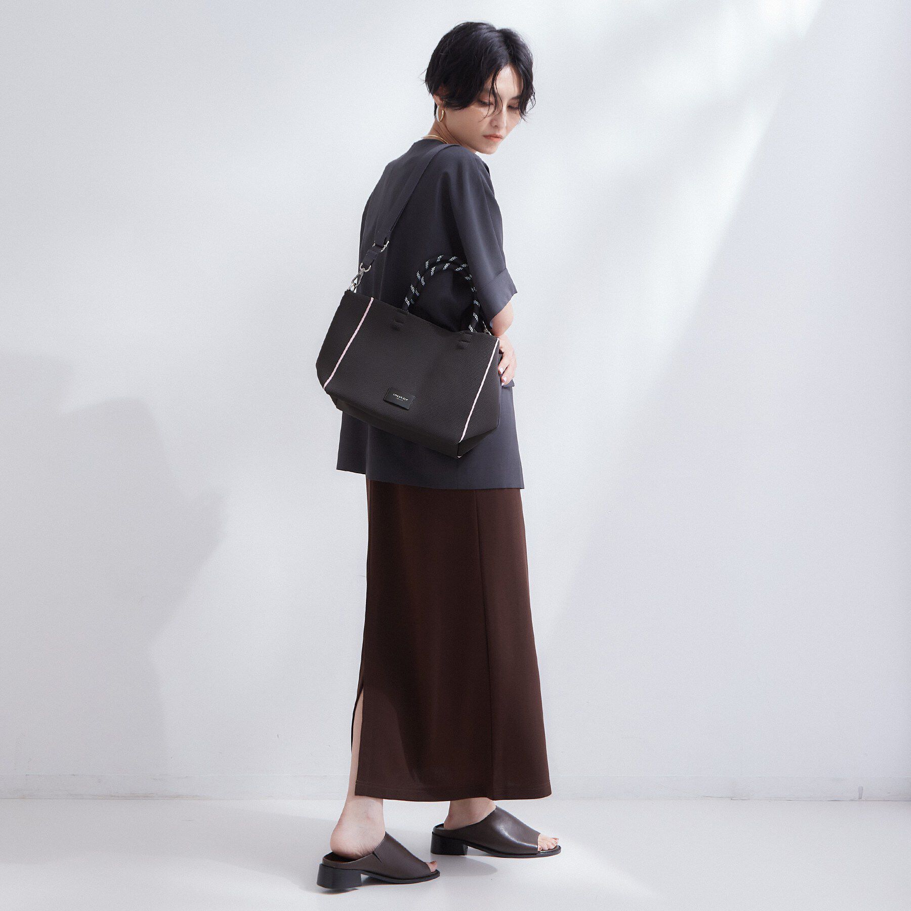 OPAQUE.CLIP「【2WAY】ロープハンドルバイカラーニットバッグ」|トートバッグ|