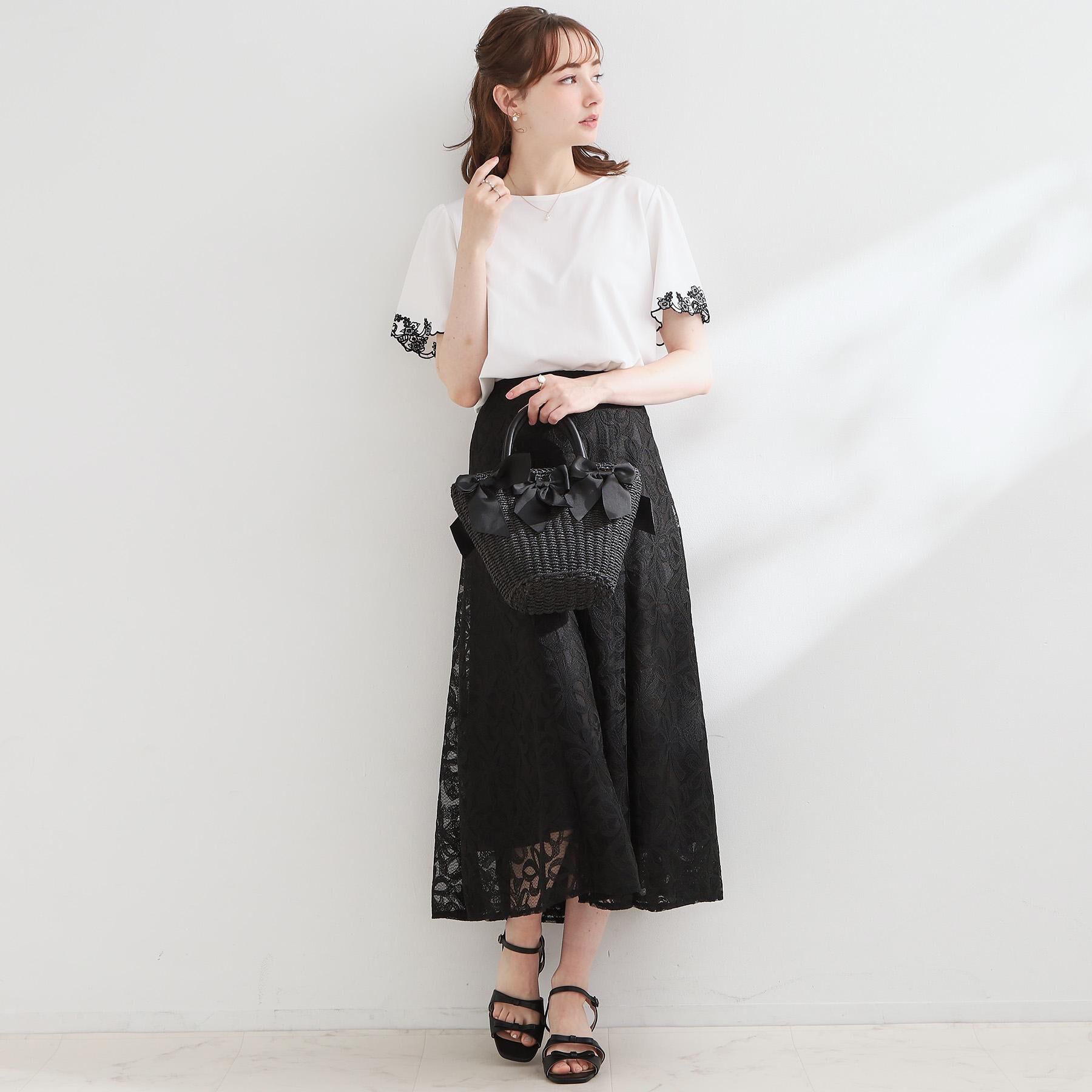 Couture broach「【接触冷感・UVカット・洗える】袖刺繍カットソー」|Tシャツ・カットソー|