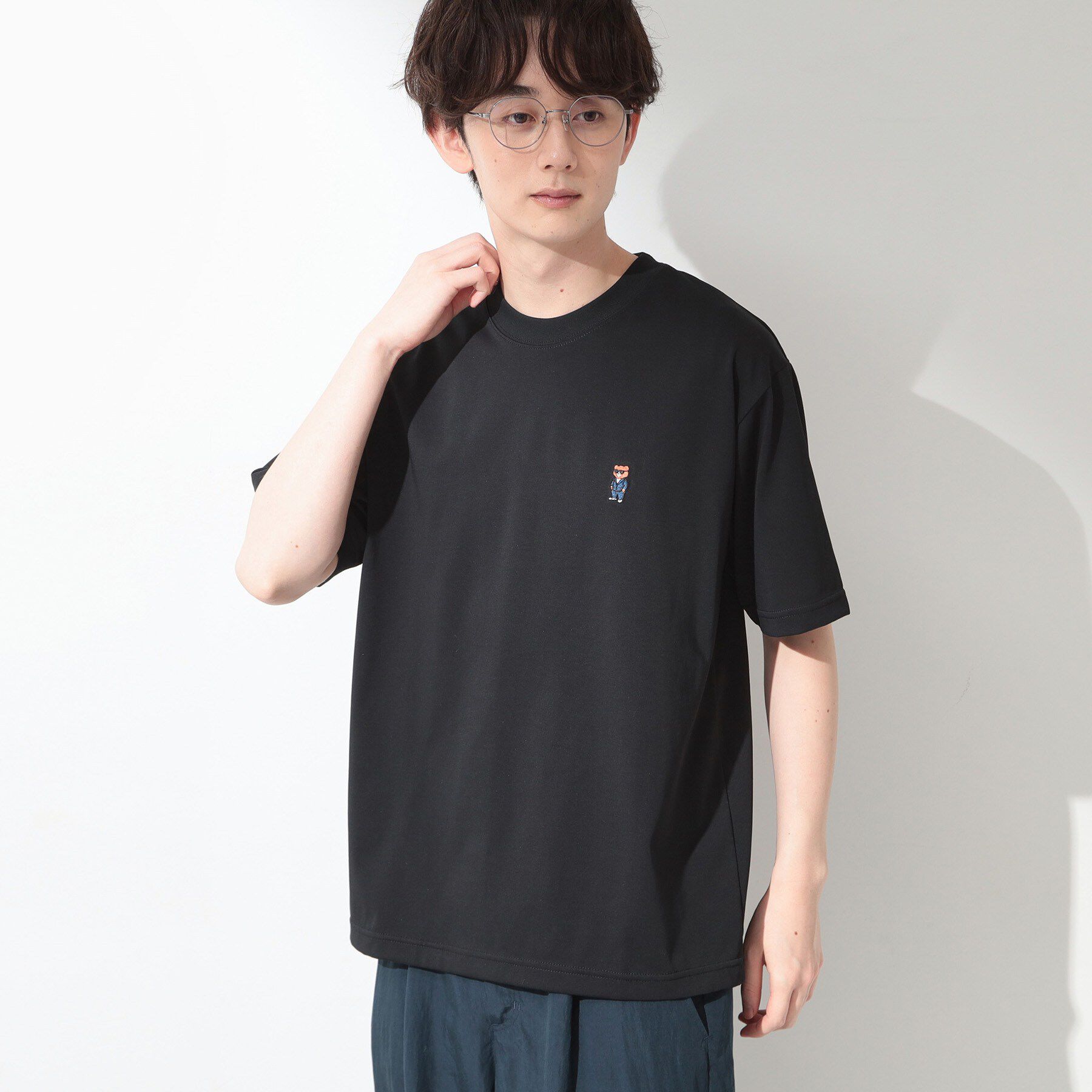 THE SHOP TK「クマ刺繍 半袖Tシャツ 洗濯機OK」|Tシャツ・カットソー|