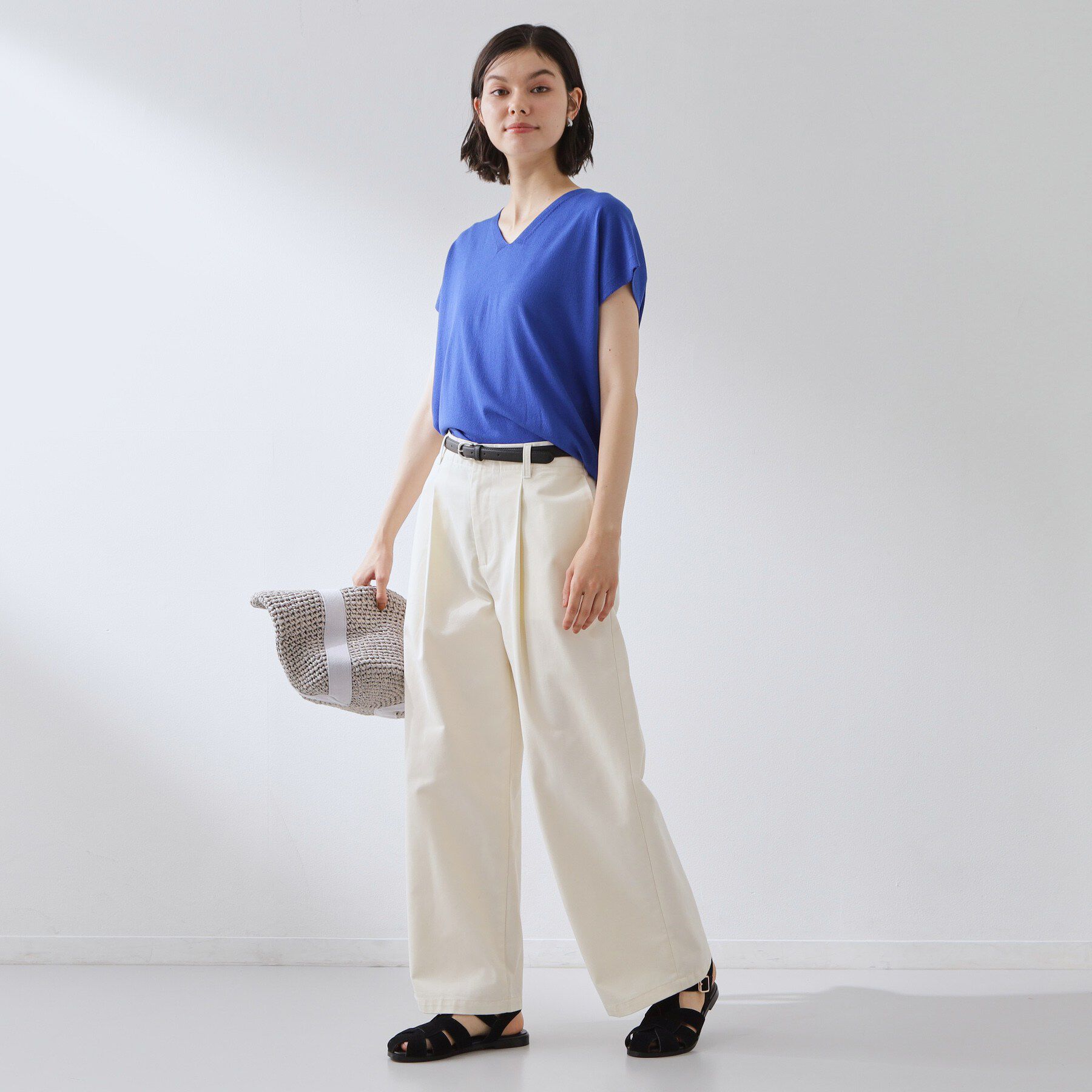 THE SHOP TK「【さらっとタッチ】風通しのいい Vネックサマーニット」|ニット・セーター|