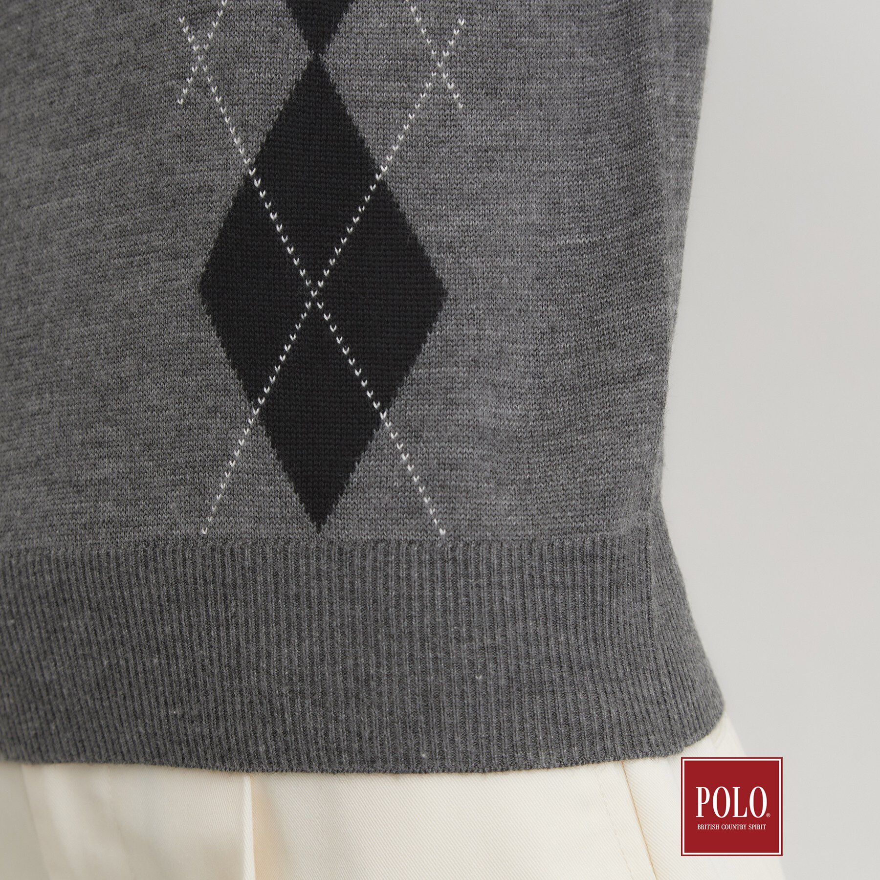 THE SHOP TK「POLO BCS/アーガイル5分袖ニット」|ニット・セーター|