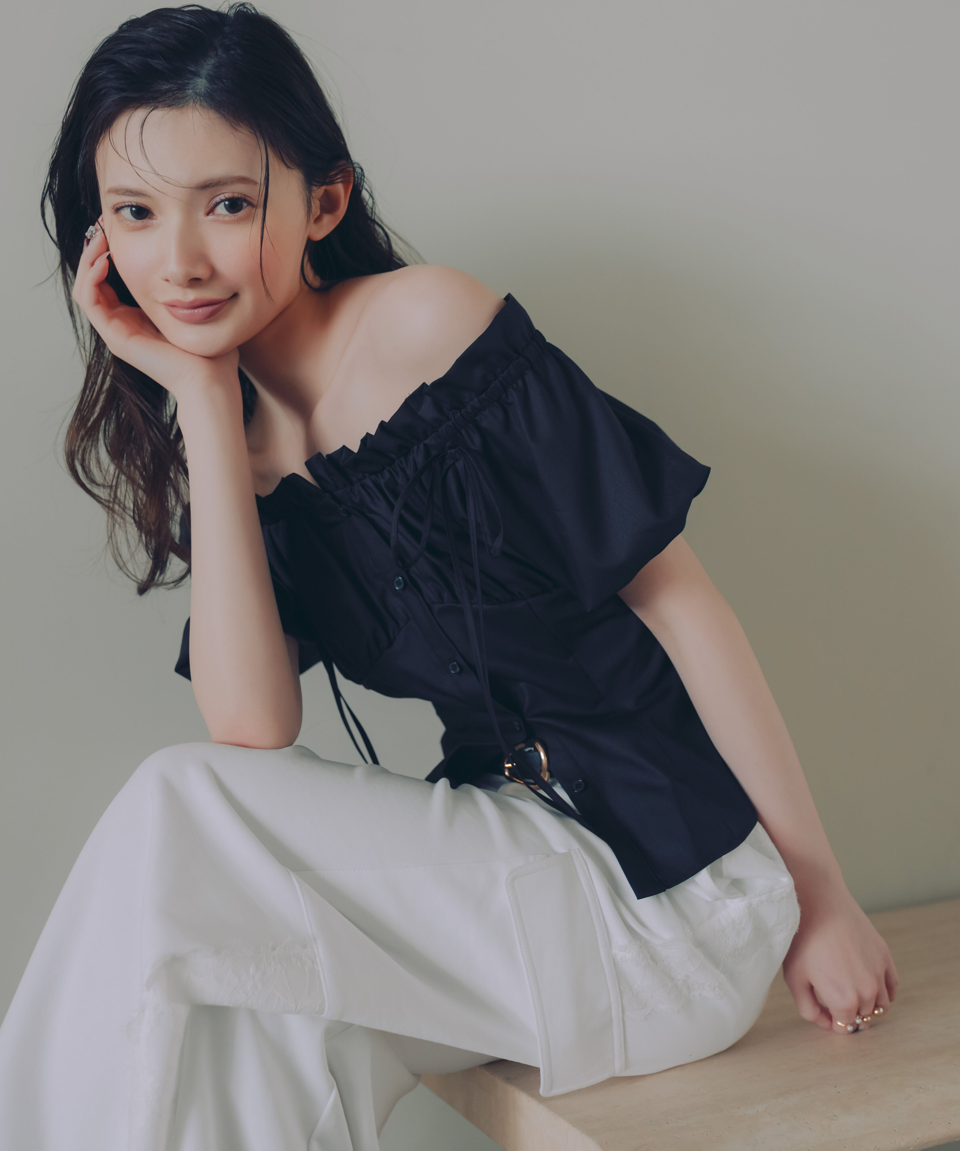 PROPORTION BODY DRESSING「コラボオフショルリボンブラウス」|シャツ・ブラウス|ブラック