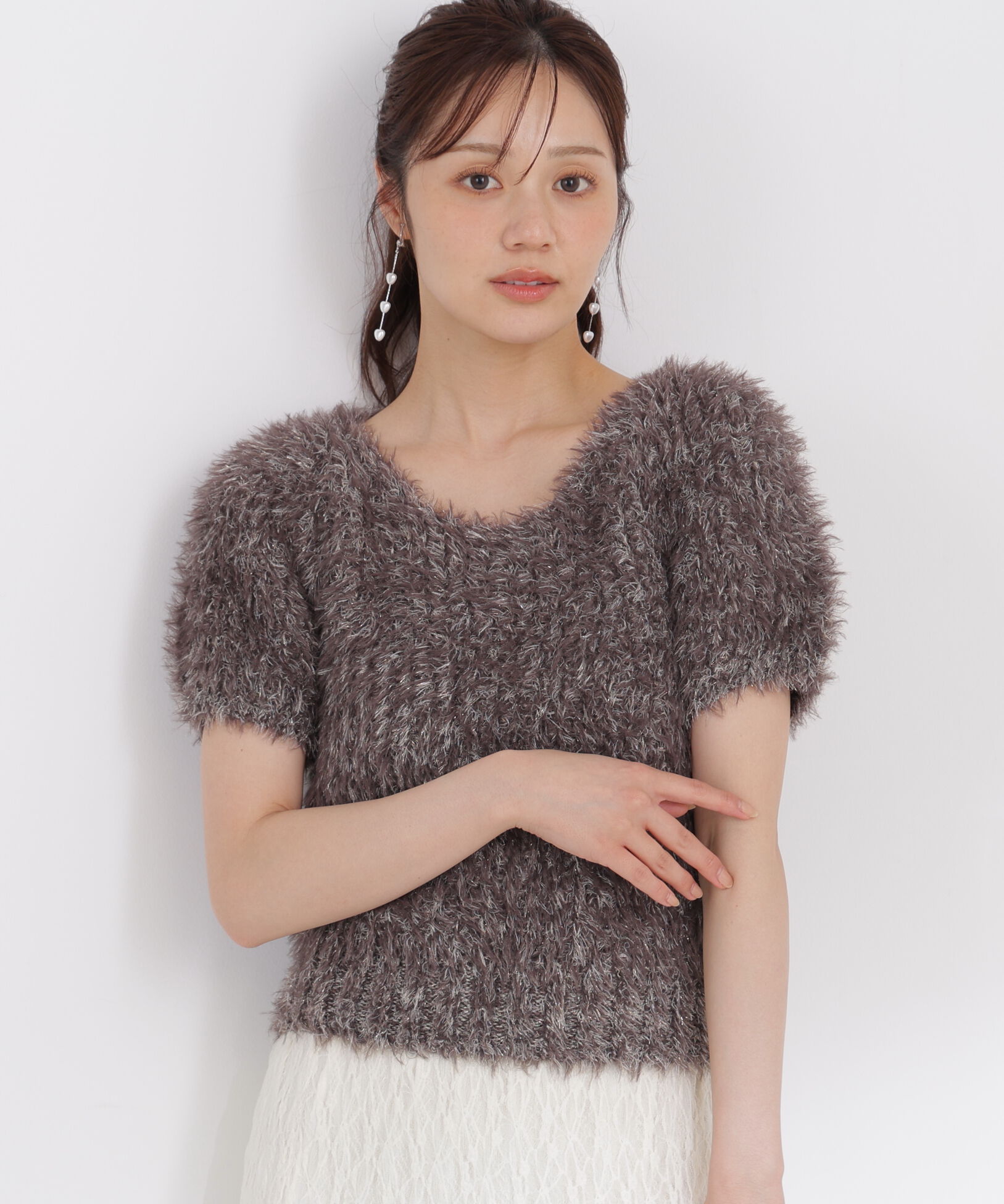 PROPORTION BODY DRESSING「ラメフェザーニット」|ニット・セーター|チャコール2