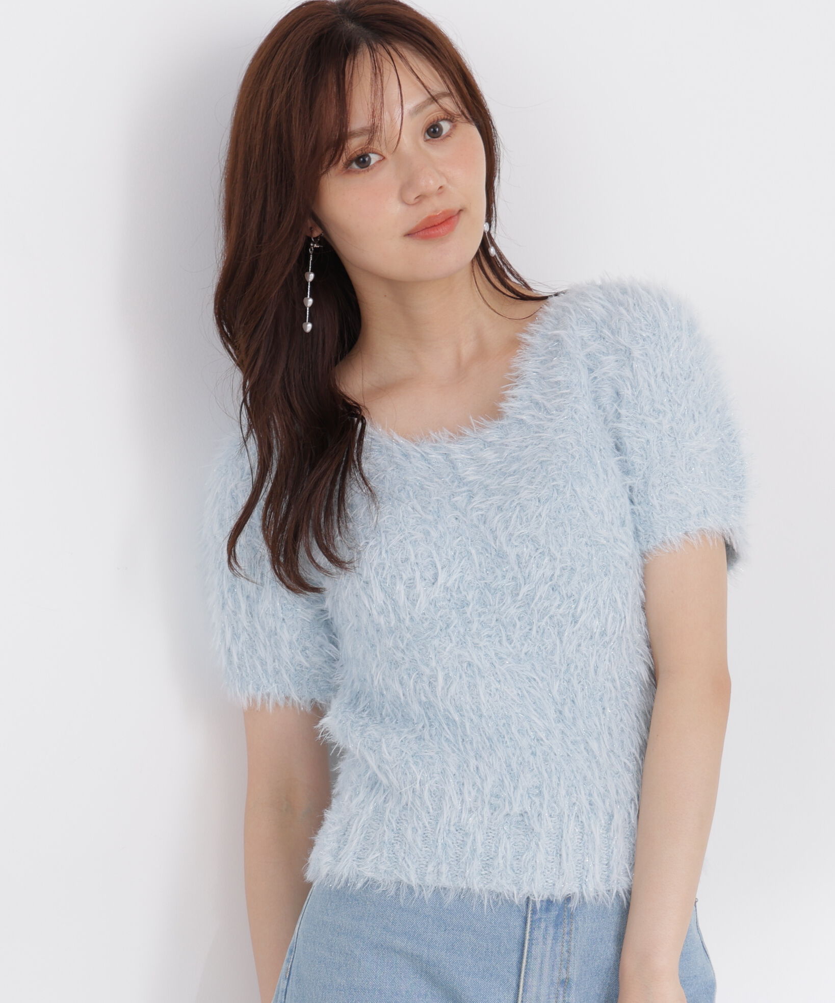PROPORTION BODY DRESSING「ラメフェザーニット」|ニット・セーター|ブルー