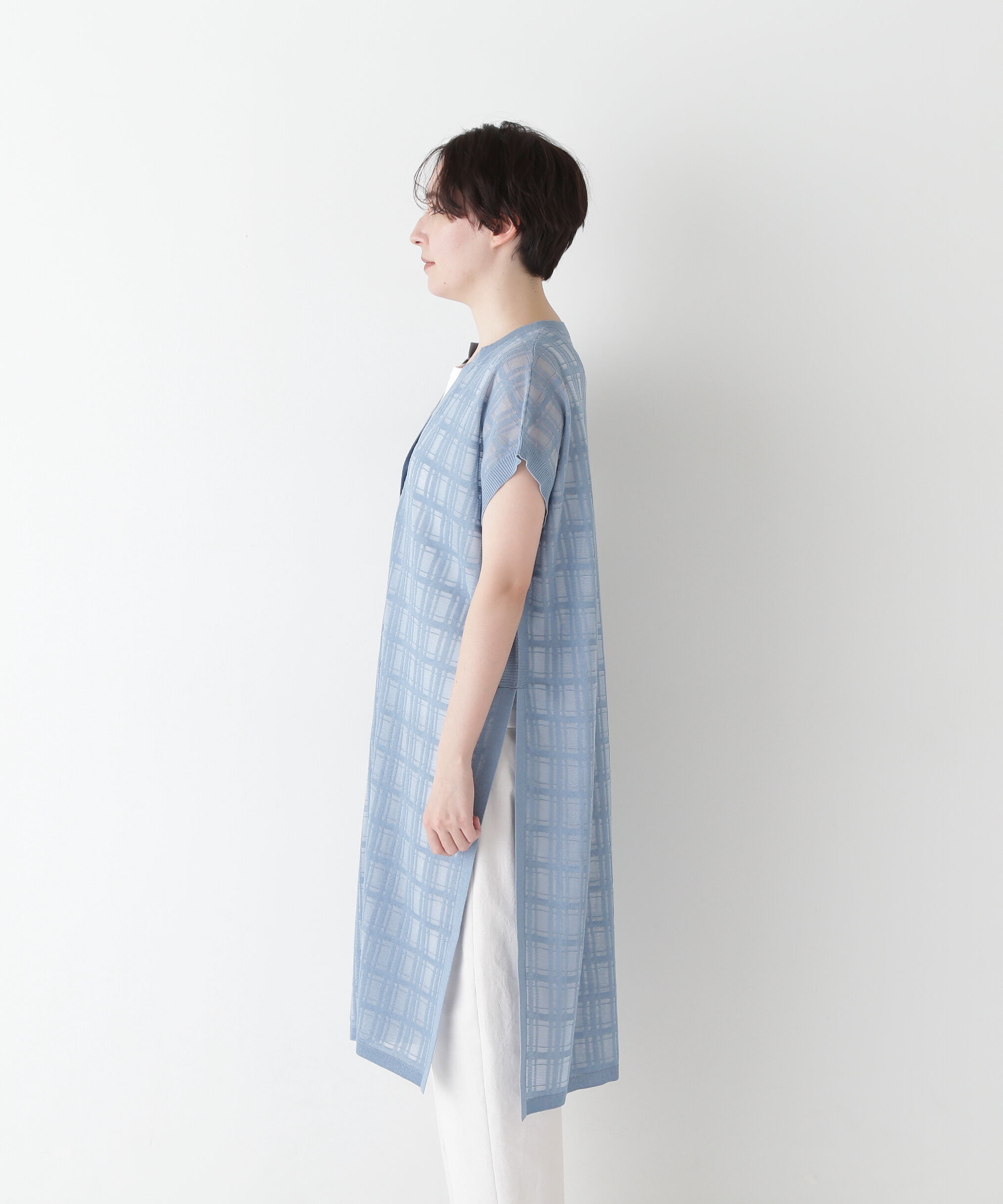  「◆≪ウォッシャブル≫ シアーチェックニットワンピース」|ワンピース|
