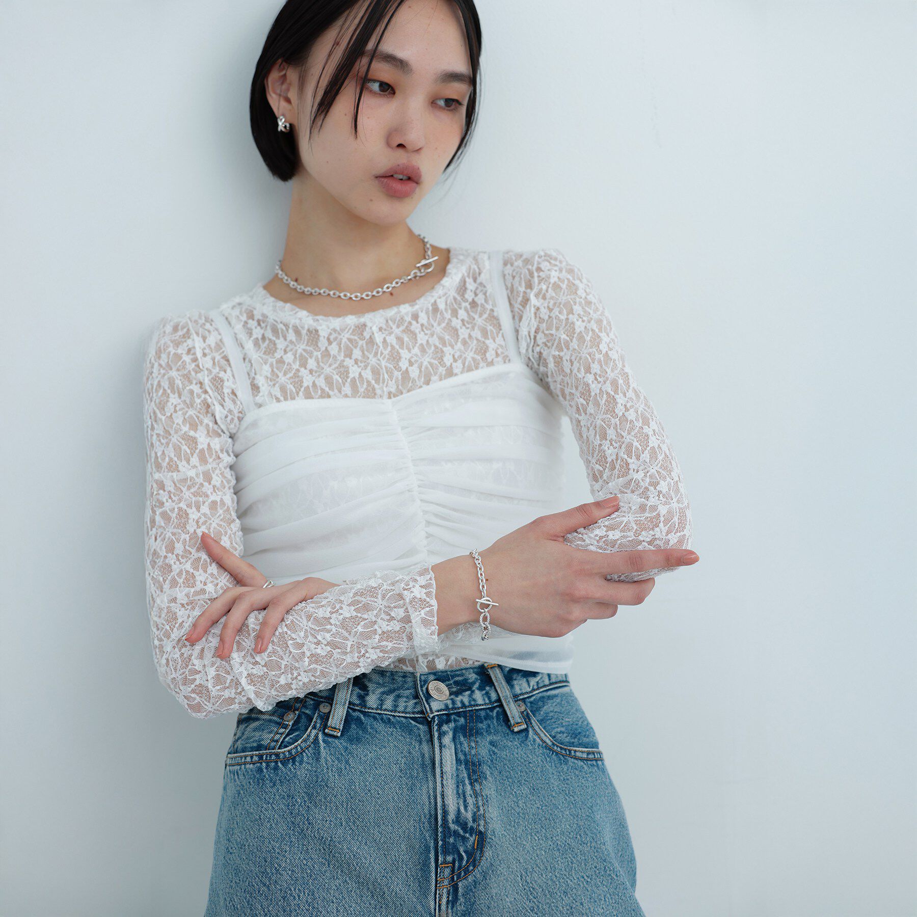 COCOSHNIK ONKITSCH「シルバー ミックスリンクマンテルブレスレット」|ブレスレット・バングル|