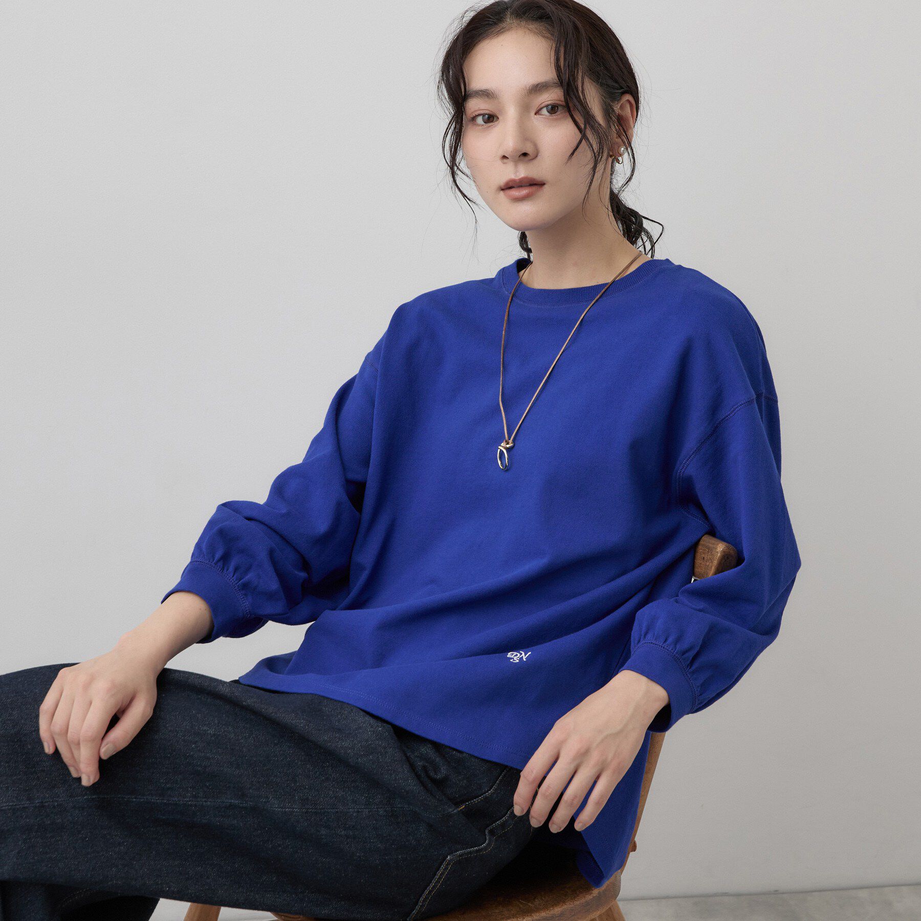 Dessin「バックヘンリーカットソー長袖」|Tシャツ・カットソー|ブルー(092)