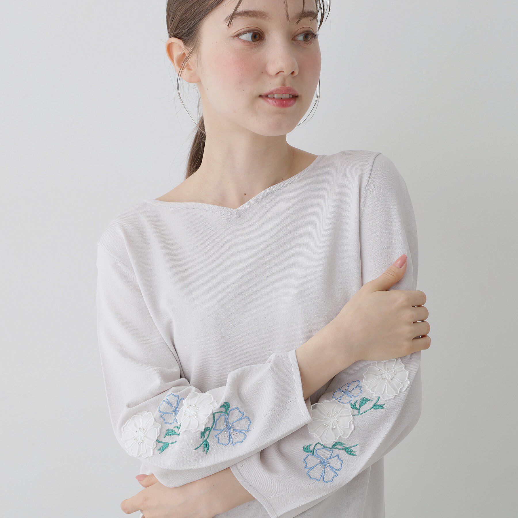 SunaUna「【フラワー刺繍】クラフトニット」|ニット・セーター|