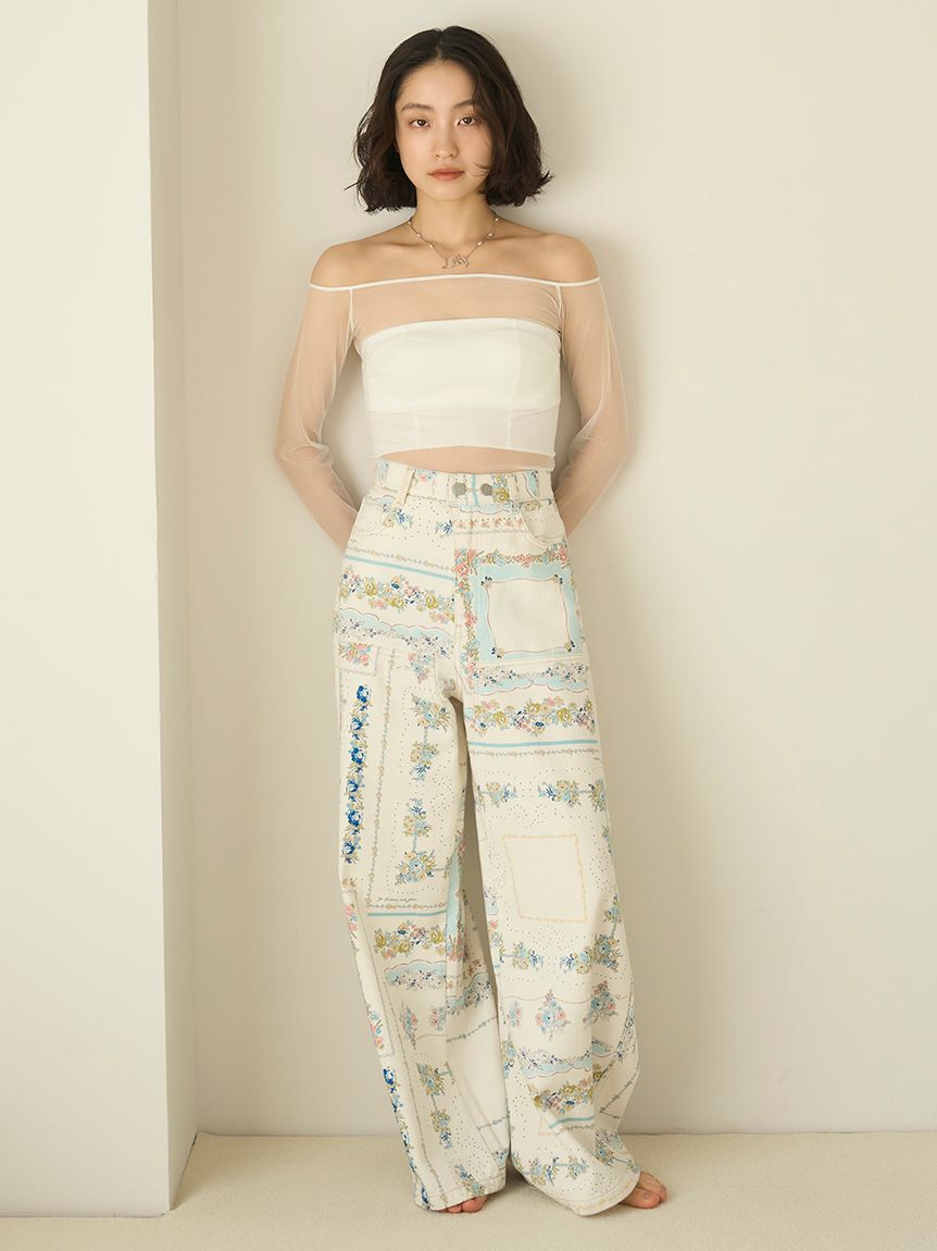 LILY BROWN Lingerie「【LILY BROWN Lingerie】シアーファンデノンワイヤー/オフショルダートップス」|Tシャツ・カットソー|