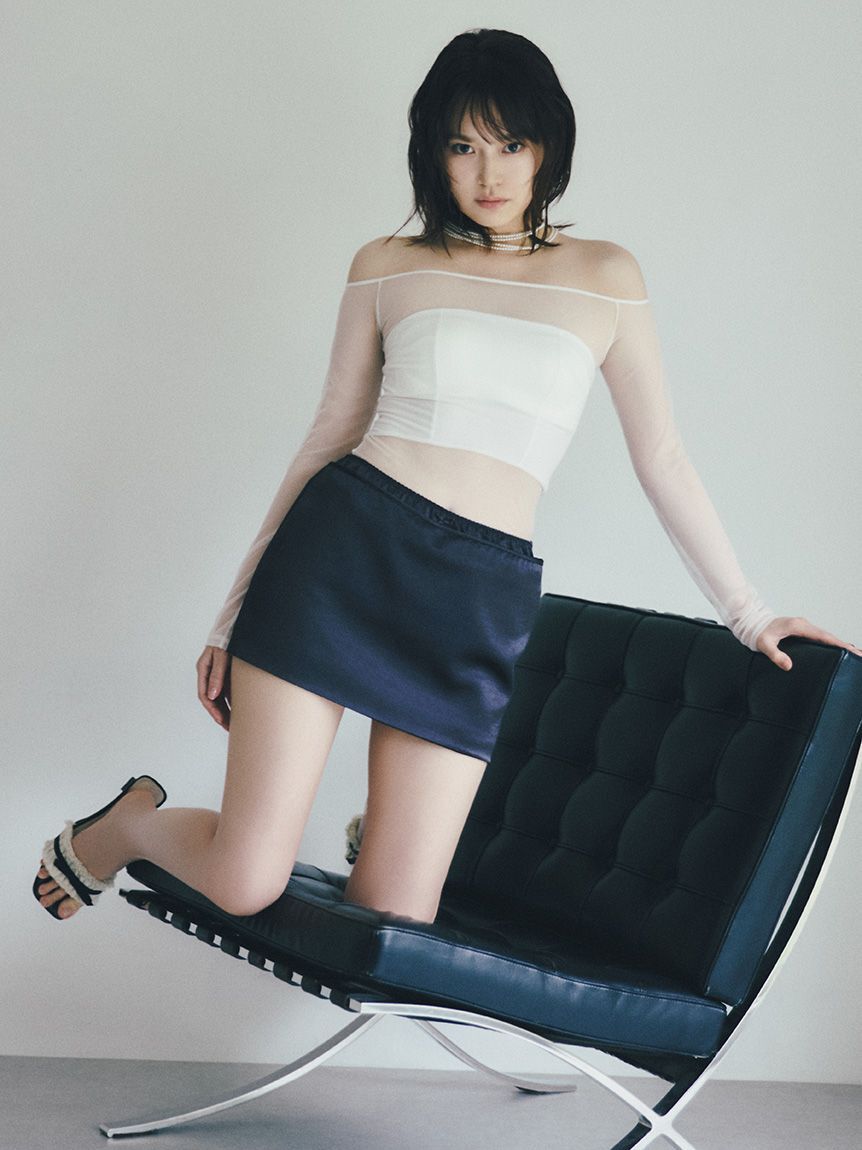 LILY BROWN Lingerie「【LILY BROWN Lingerie】シアーファンデノンワイヤー/オフショルダートップス」|Tシャツ・カットソー|