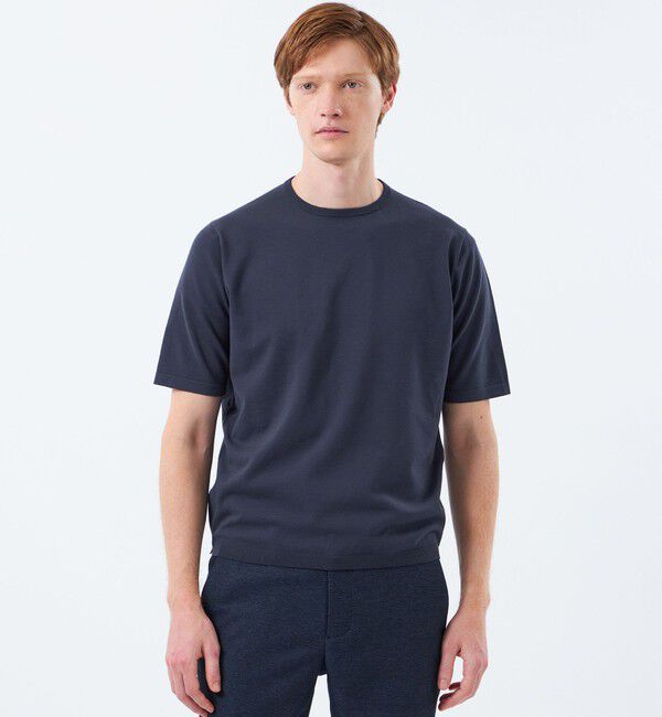 MACKINTOSH PHILOSOPHY「クルーネックニットT 16Gプレーティング天竺」|ニット・セーター|ネイビー