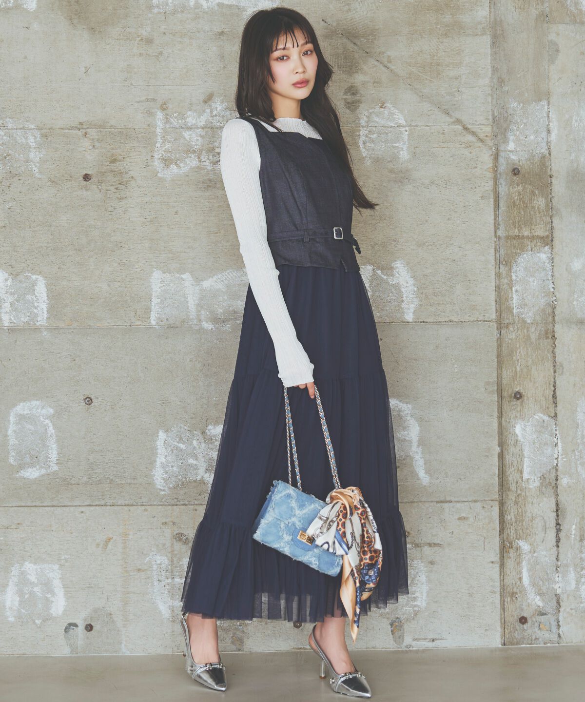 アンドクチュール「シアーランダムリブニットプルオーバー」|ニット・セーター|