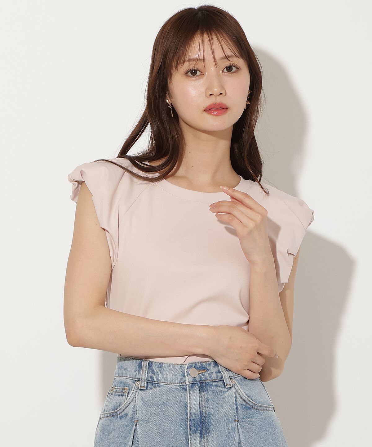 アンドクチュール「タックバルーンスリーブプルオーバー」|Tシャツ・カットソー|ピンク