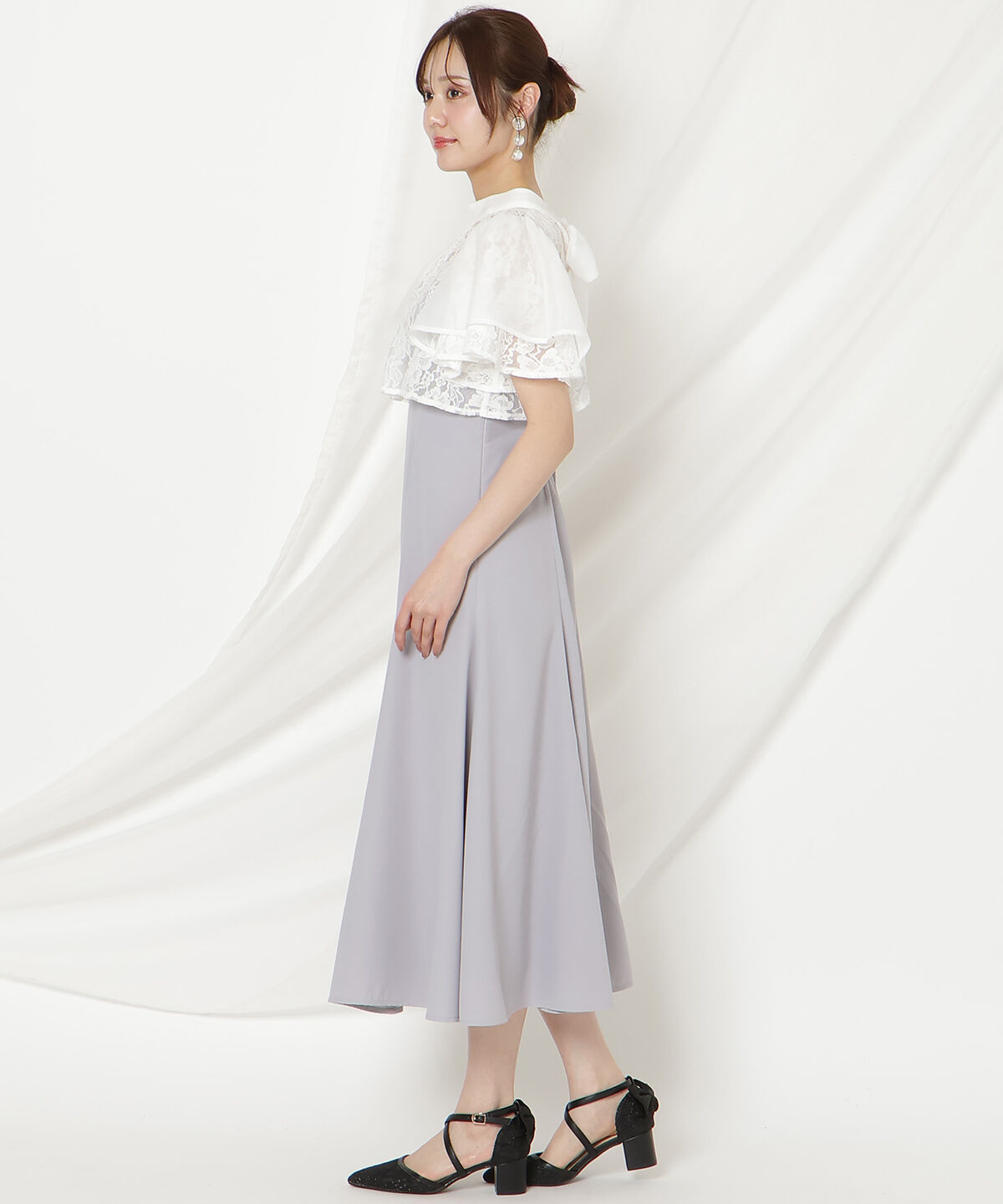 WILLSELECTION「バックリボンシフォンレースブラウス&times;フレアロングキャミワンピース」|ドレス|