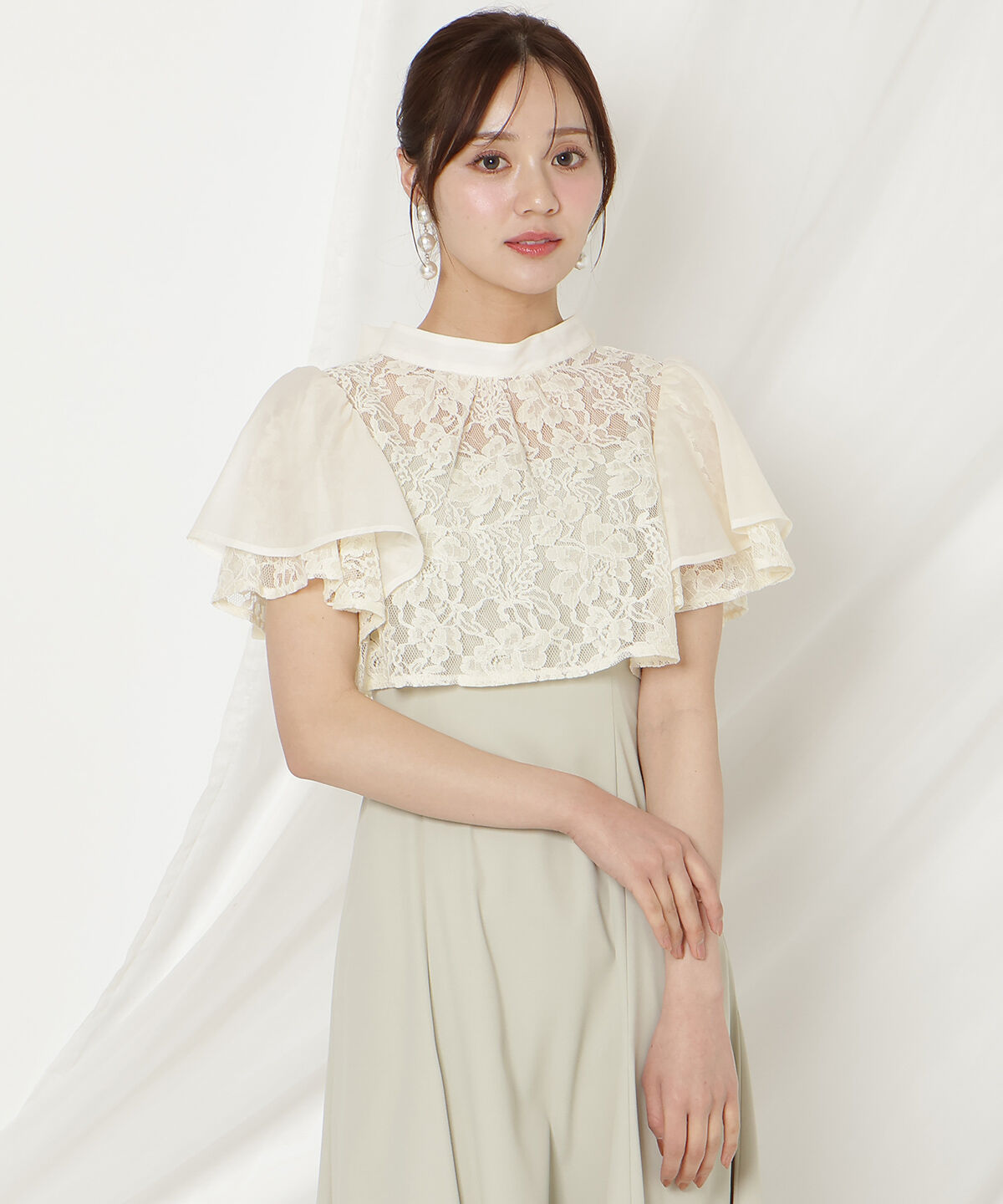 WILLSELECTION「バックリボンシフォンレースブラウス&times;フレアロングキャミワンピース」|ドレス|