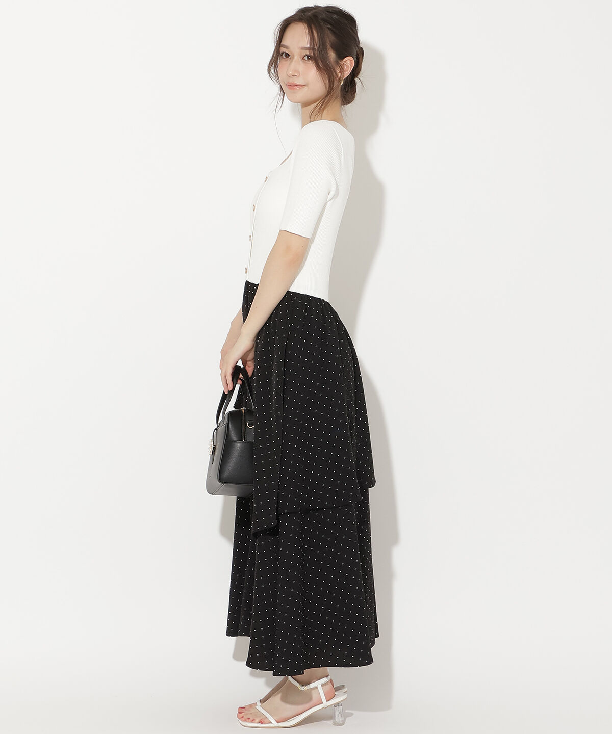 WILLSELECTION「アシメティアードニットコンビワンピース」|ワンピース|