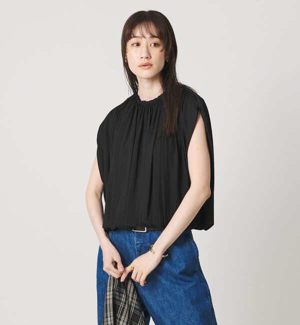 UNITED ARROWS「天竺 ギャザー バルーン カットソー」|Tシャツ・カットソー|BLACK