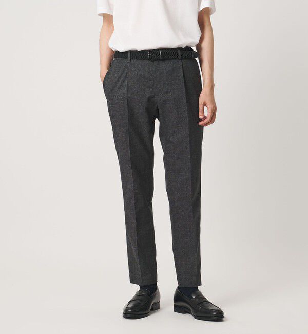 UNITED ARROWS「COOL DOTS プリント サイドシャーリング 1プリーツ パンツ ウォッシャブル ストレッチ」|スラックス|