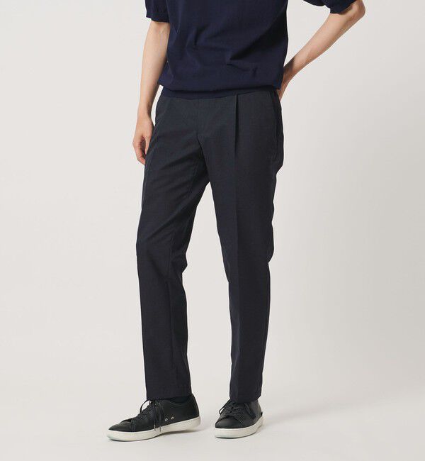 UNITED ARROWS「COOL DOTS プリント サイドシャーリング 1プリーツ パンツ ウォッシャブル ストレッチ」|スラックス|